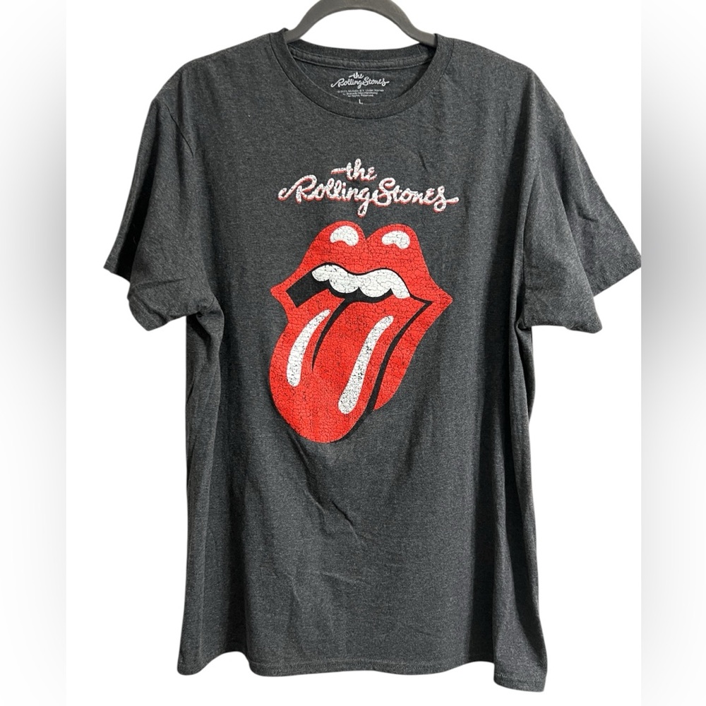 The Rolling Stone Lips Heathered Charcoal Grey Graphic Tee